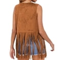 thumbnail image 5 of Stichou Womens Faux Suede Tassel Fringe Vest Sleeveless Western Cowgirl Vest 70s Costume Tops Trendy Jacket Khaki 2XL, 5 of 5