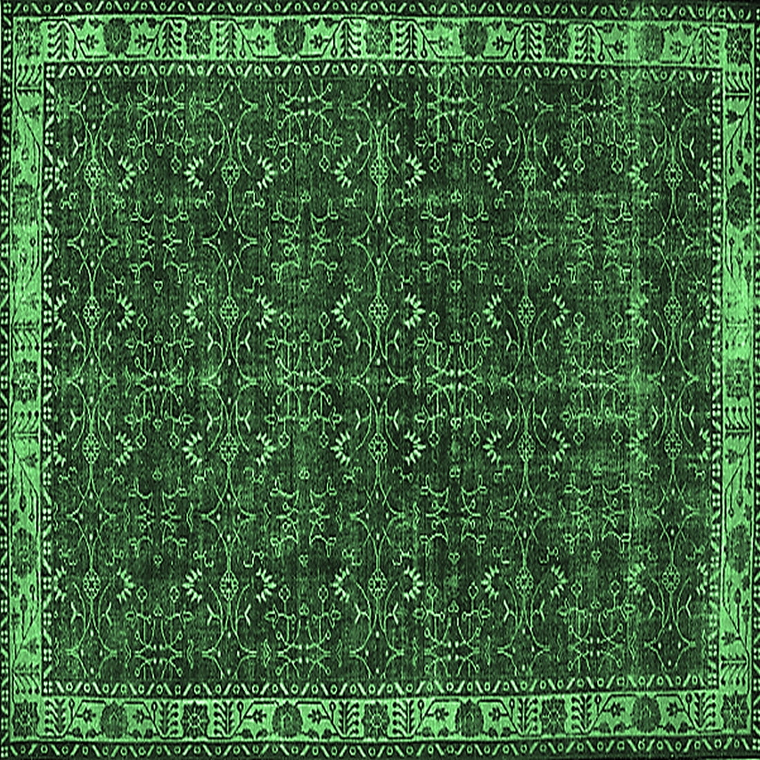 Ahgly Company Indoor Square Persian Emerald Green Bohemian Area Rugs, 4 ...