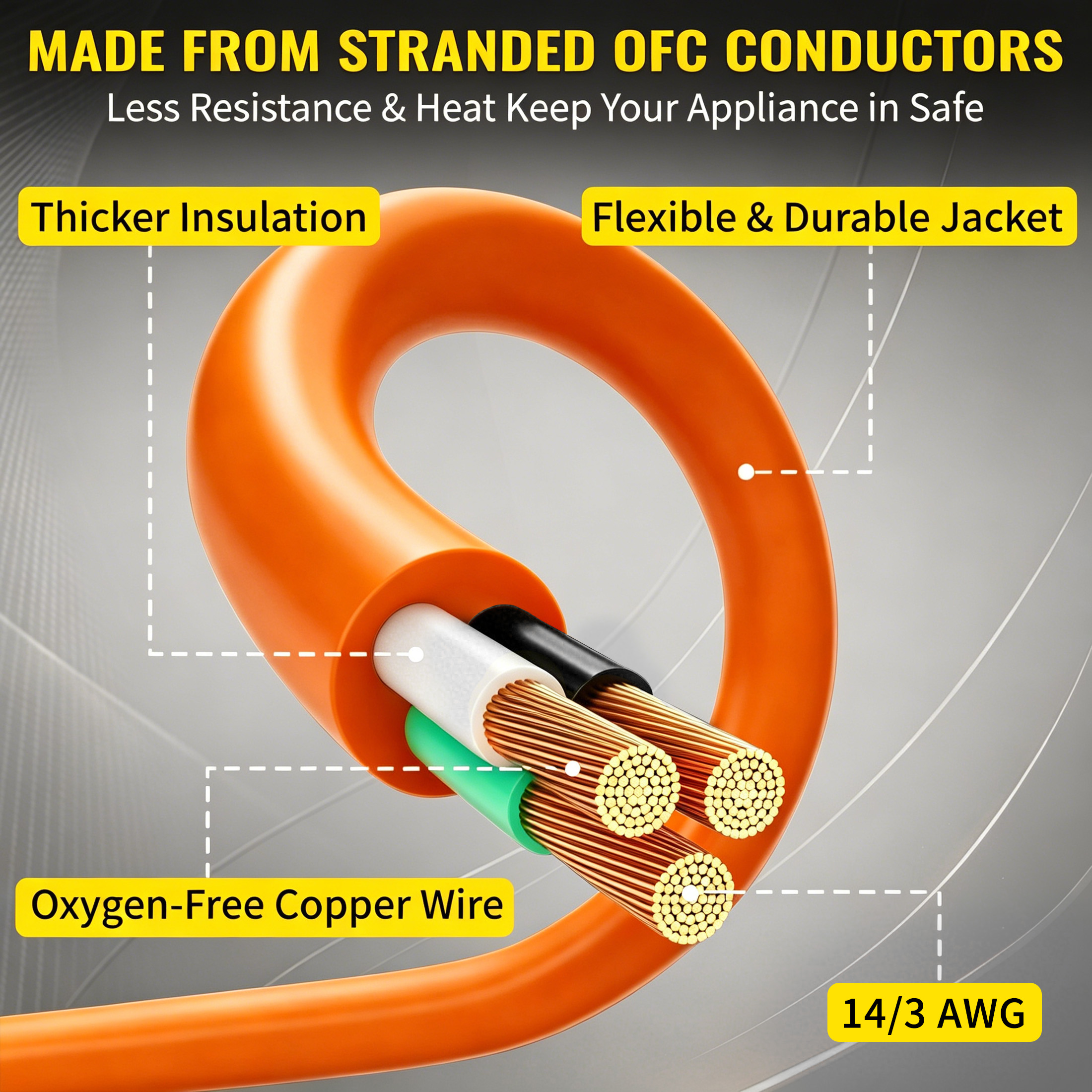 ZAZFO 50 Ft Outdoor Extension Cord, 14/3 AWG Orange photo 6