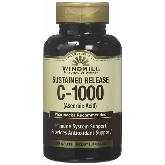 Windmill Natural Vitamin C 1000 Mg Sustained Released Tablets - 100 Ea, 3 Pack