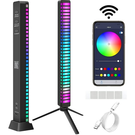 

Bigking RGB Music Rhythm Light Rechargeable Pickup Sound Control Lights Colorful LED Ambient Light with 8 Modes Music Sync 32Bit Audio Spectrum Light for Car Gaming APP & Bluetooth Control