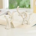 thumbnail image 3 of Sungmor Cast Iron Small Animals Statues, 2pcs White Cute Animal Figurines, Home Office Decor Accent, Bookshelf, Desk, Cabinet Decorative Ornaments, 3 of 7
