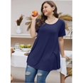 thumbnail image 2 of Womens Plus Size Short Sleeve Casual Summer Round Neck Shirts Tunics for Leggings, 2 of 6