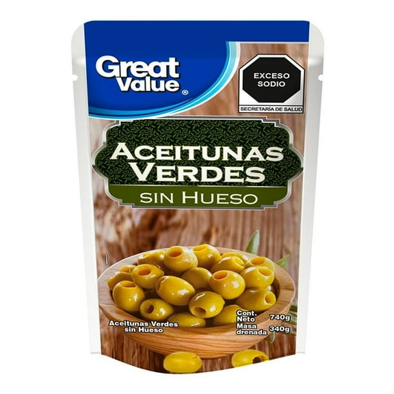 Aceitunas verdes Great Value sin hueso 740 g