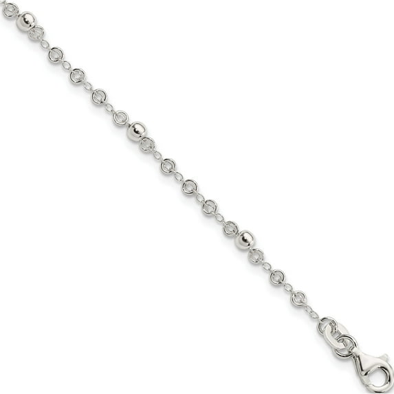 Sterling Silver Polished Fancy Bead Bracelet (7.5 X 3) Made In India qg2992-7.5