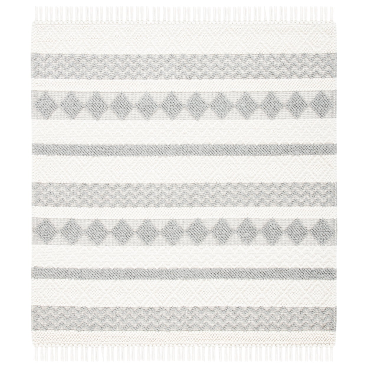SAFAVIEH Natura Elvin Geometric Wool Area Rug, Ivory/Grey, 5' x 8'
