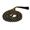 thumbnail image 2 of Black Agate Om Mala Beads - 108 Prayer Beads Hand Knotted Japa Mala, 2 of 4