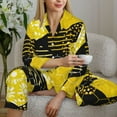 thumbnail image 6 of Uemuo Geometric Pattern with Bee Pattern Womens Pajama Sets,PJ Set for Women,Pajamas for Women Logo,Long Sleeve Pajama Set for Women,Soft Long Sleeve Top With Pants-Small, 6 of 9