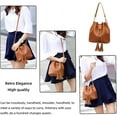 thumbnail image 7 of MMYGU Womens Mini Bucket Bag Leather Drawstring Handbag Tassel Shoulder Purse Retro Crossbody Wallet with Adjustable Straps, 7 of 7
