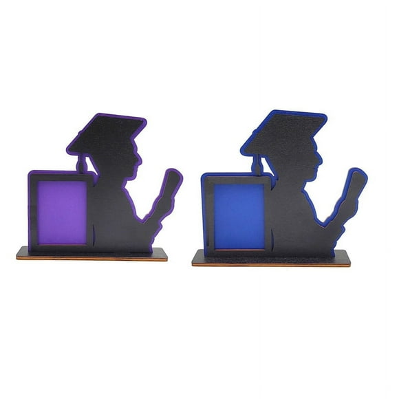 2PCS Class of 2024 Graduation Frame Wooden Table Graduation Picture Frame Home Desktop Ornaments Fit Vertical Portrait-A