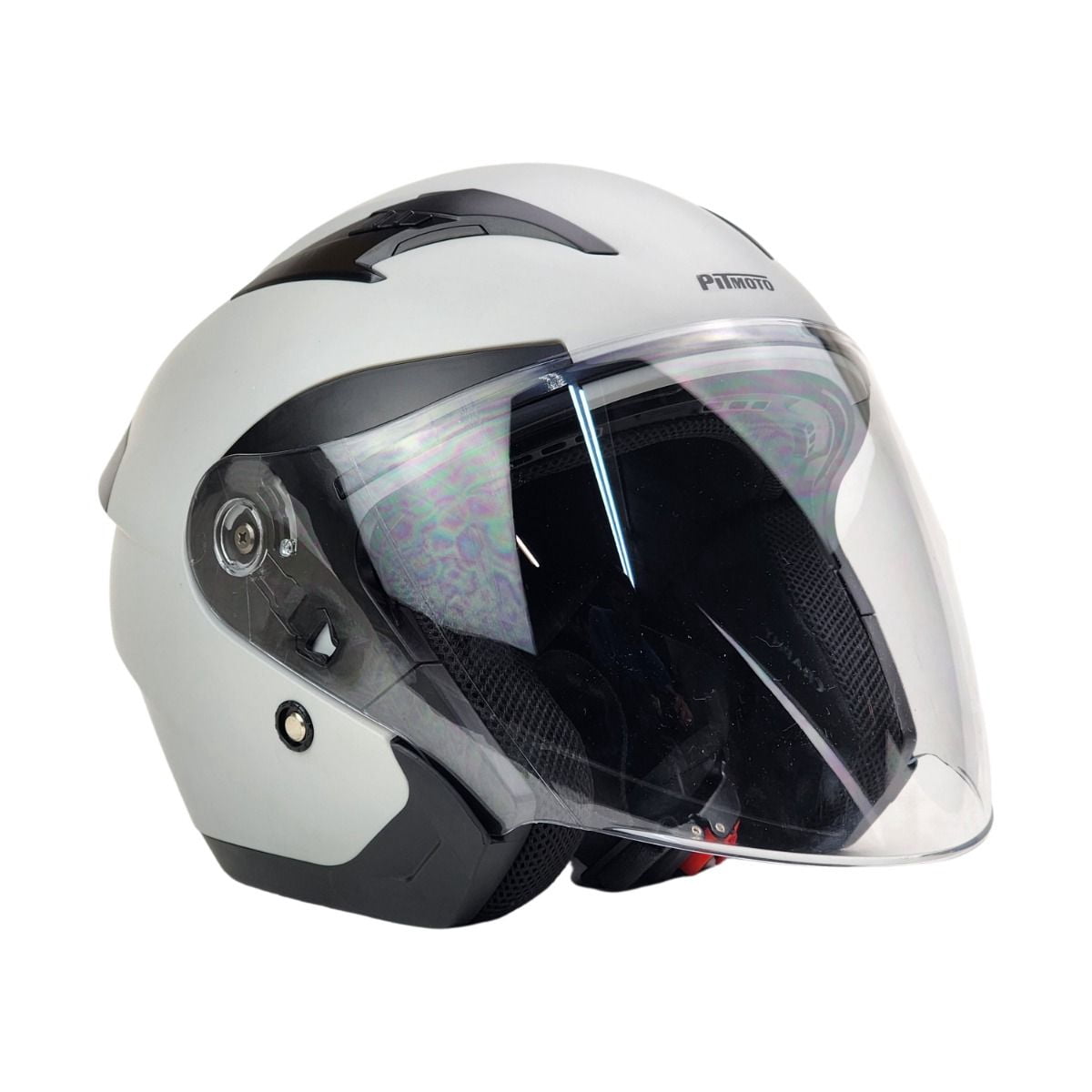PITMOTO Open-Face Motorcycle Helmet. DOT, Model PM-768. -Matte Grey-X-Large