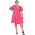 thumbnail image 1 of White Mark Robe à Manches Courtes Col en V pour Femmes Grande Taille, 1 of 5