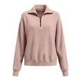 thumbnail image 5 of Sweaters For Women Zip Long Sleeve Loose Fit Pullover Sweater with Half Zip Design for Easy Wear and Modern Fashion,Pink,XL, 5 of 7