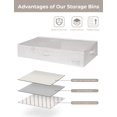 thumbnail image 6 of Underbed Storage Box with Clear Window and Sturdy Structure, Foldable Underbed Storage Bins for Clothes, Blankets and Shoes, Gray and White Stripes, Large, 2 Pack, 6 of 17