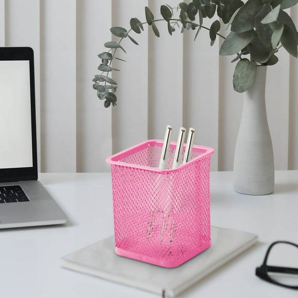 Pen Cup Holder, Square Pen Holder for Desk, Cute Mesh Pencil Cups Container Marker Organizer for Office Supply, School Classroom, Home Desktop, Makeup Brush Storage