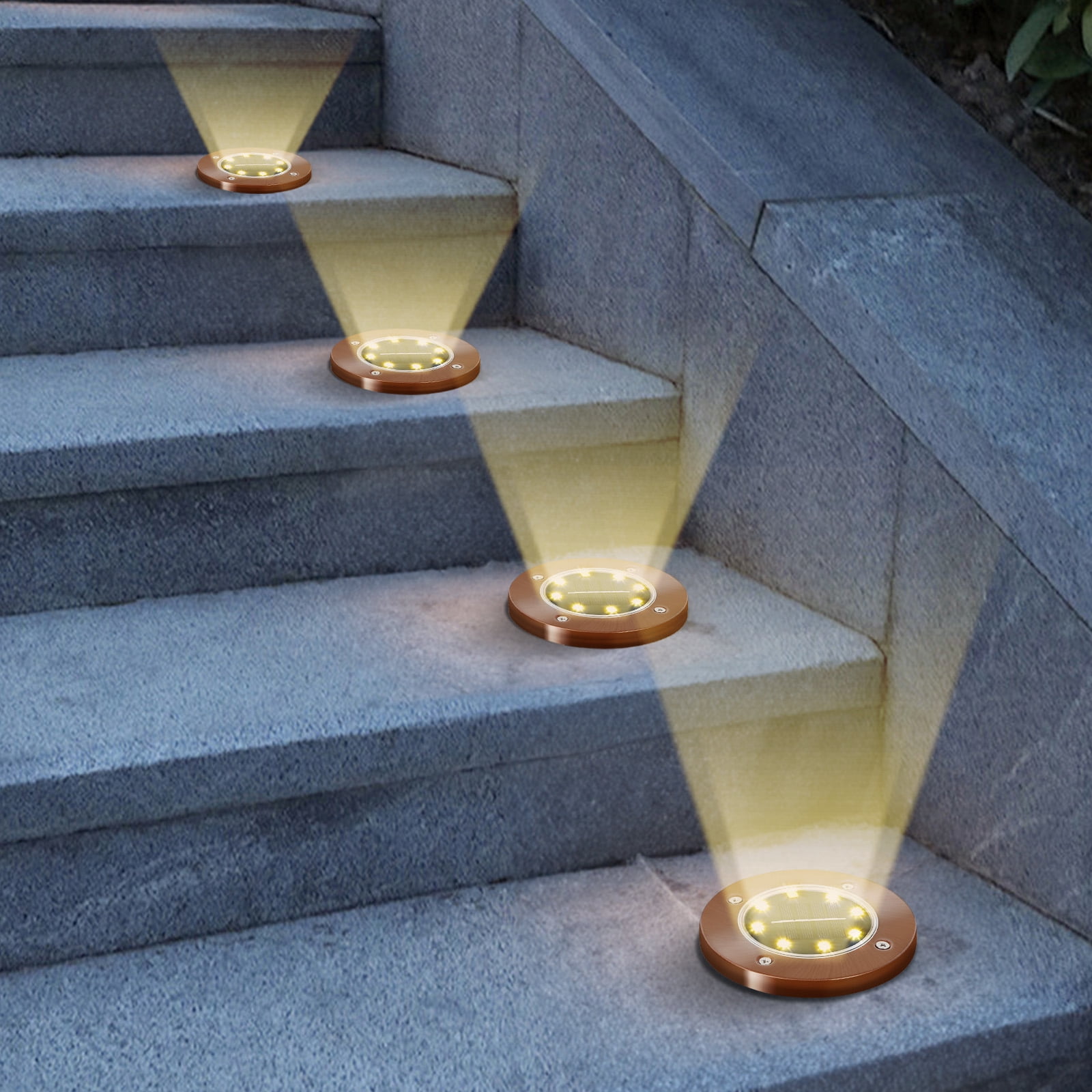 Solar Ground Lights, LEDs Outdoor Solar Disk Lights, Waterproof Mini Solar Powered Pathway Lights, Flat Landscape Lighting for Garden Walkway Driveway Patio Yard