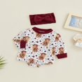 thumbnail image 3 of Combinaisons Bébé Fille Tenue Animal Imprimé Manches Longues Col et Bandeau Ensemble, 3 of 9