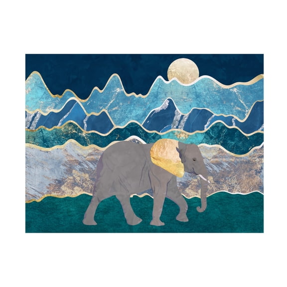Trademark Fine Art Sarah Manovski  Landscape elephant moonlit mountains Canvas Wall Art