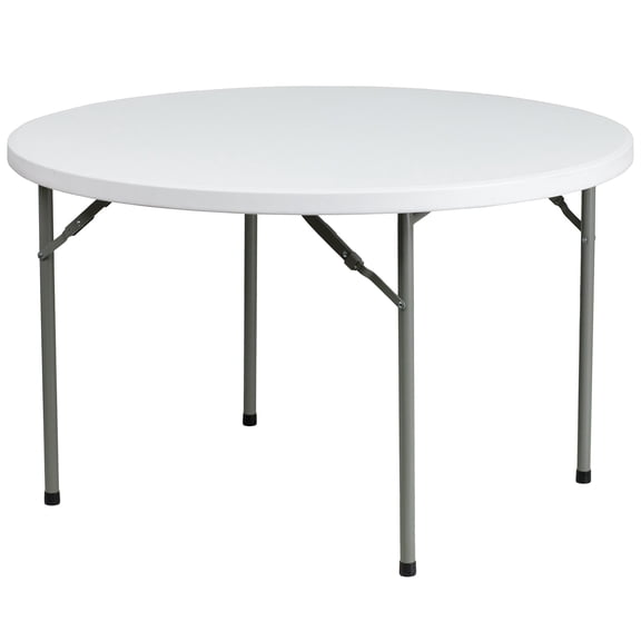 Bowery Hill 48 Inch Round Granite Folding Table in White