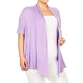 thumbnail image 2 of Moa Collection Women's Plus Size Short Sleeves Draped Open Front Casual Solid Cardigan, 2 of 5