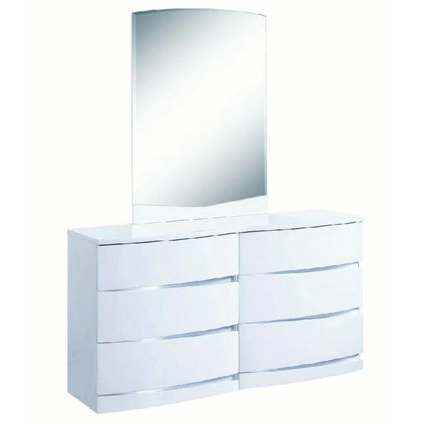 32" Exquisite White High Gloss Dresser