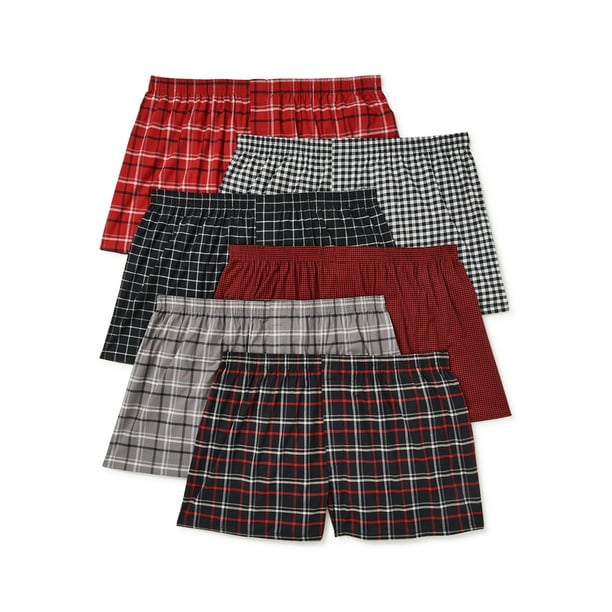 6Pack Men's TagFree Red Plaid Woven Boxers Walmart