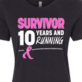 thumbnail image 4 of Inktastic Breast Cancer Survivor 10 Years and Running with Pink Ribbon Women's T-Shirt, 4 of 5
