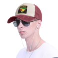 thumbnail image 5 of Unisex Golden Guyana Flag Vintage Washed Distressed Cotton Dad Trucker Hat Baseball Cap Dark Red, 5 of 7