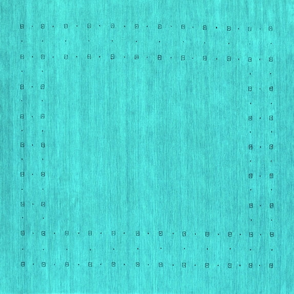 Ahgly Company Indoor Square Abstract Turquoise Blue Contemporary Area Rugs, 7' Square