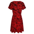 thumbnail image 5 of Valentine's Day Rose Flower Women's Dress Short Sleeve Summer Sundress Summer Women Clothes, 5 of 7