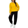 thumbnail image 2 of Pyhlmscde Women's Fashionable And Casual Solid Color Sweatshirt And Pants Suit, Fall Outfits for Women, Winter Clothes for Women, Sweatsuits Women 2 Piece Outfit, 2 of 6