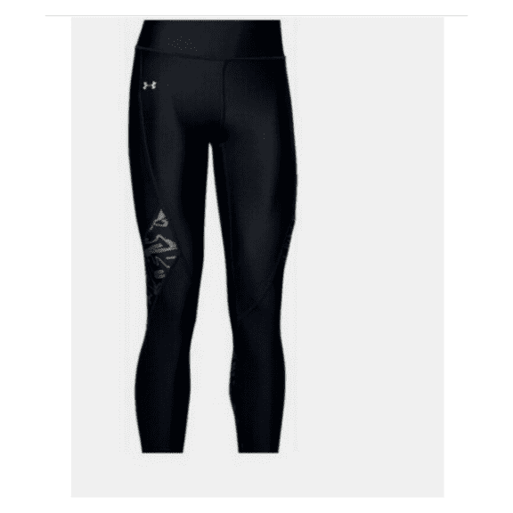 Under Armour Womens HeatGear Ankle Crop Print Inset Leggings black Pockets XL.