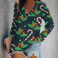 thumbnail image 2 of Odeerbi Christmas Shirts for Women Long Sleeve Tops Fashion Casual V-Neck Christmas Printed T-shirt, 2 of 4