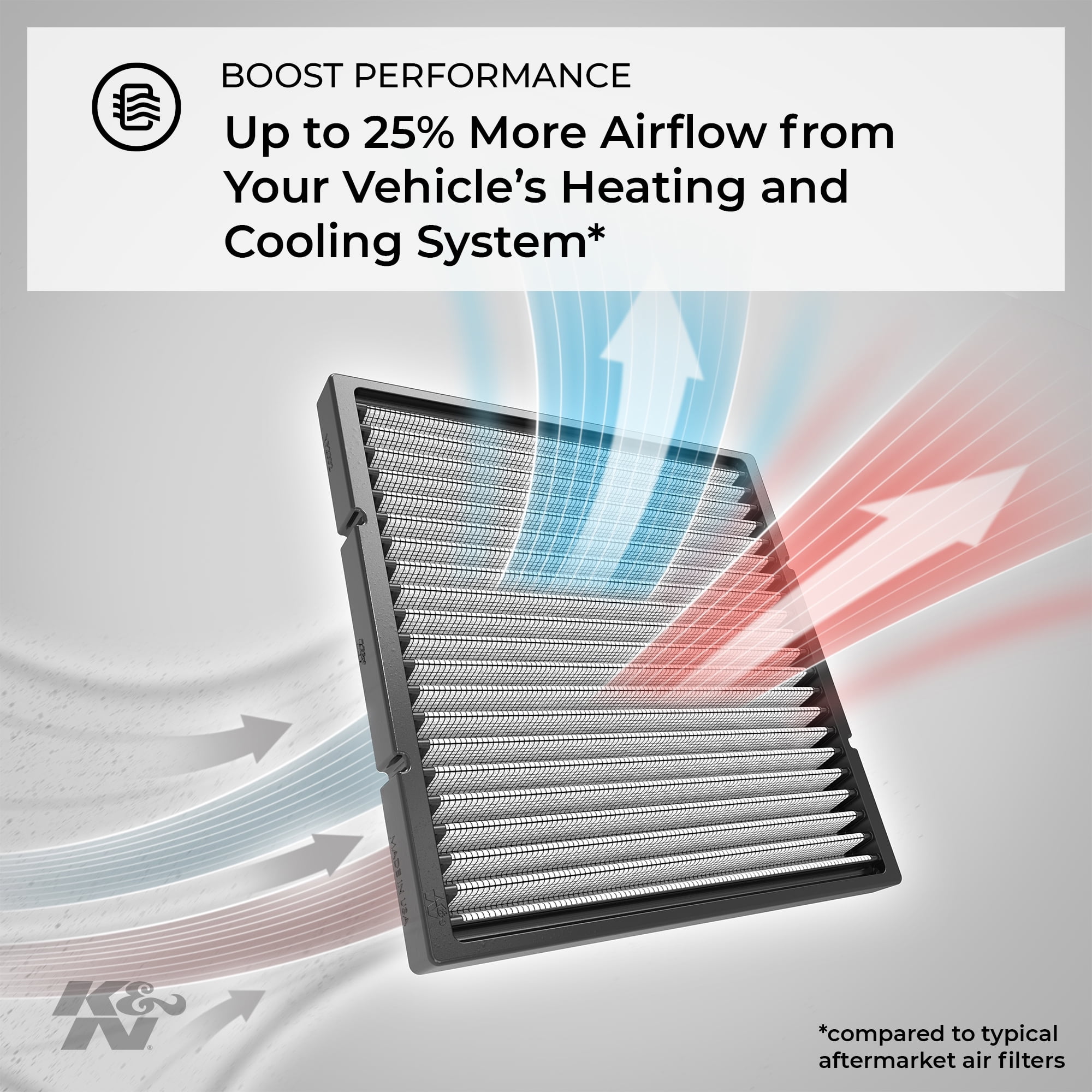 K&N Performance Cabin Air Filter: Lifetime, Washable, Engineered to Maximize Airflow, VF2059