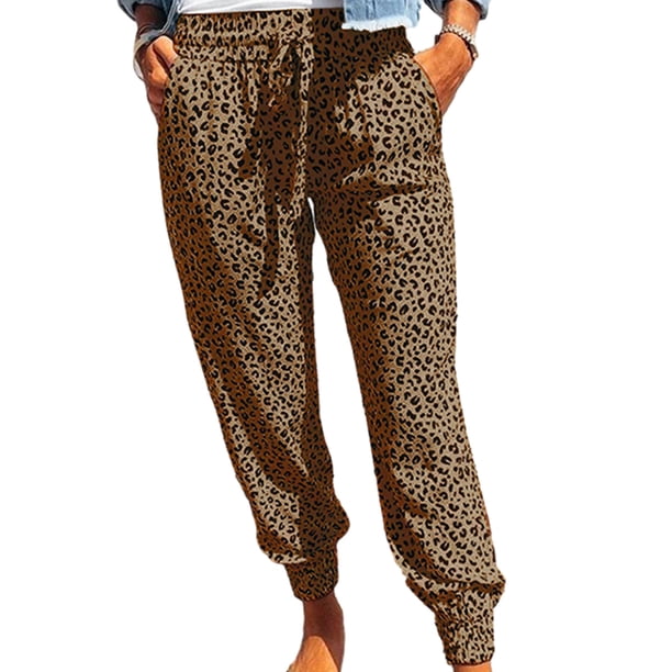 Pantalones deportivos holgados con cintura elástica, cordón ajustable y bolsillos para mujer