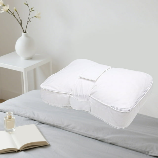 Almohada ortopédica para piernas para personas que duermen de lado | Cojín de rodilla con correa ajustable | Nylon transpirable | Alivia la presión de cadera, espalda y articulaciones | Blanco |