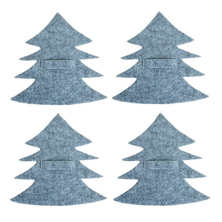 

Warkul 4Pcs Christmas Tree Cutlery Bag Set Ornamental Festive Fabric Organizer for Eye-Catching Table Decor