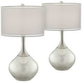 thumbnail image 2 of Possini Euro Design Modern Table Lamps 30.5" Tall Set of 2 Mercury Glass Chrome Twin Sheer Drum Shade for Living Room Family Bedroom Bedside, 2 of 8