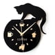 thumbnail image 1 of Reloj de pared estilo dibujos animados con imagen de gato trepador, taza de café y letras de café, 1 of 3