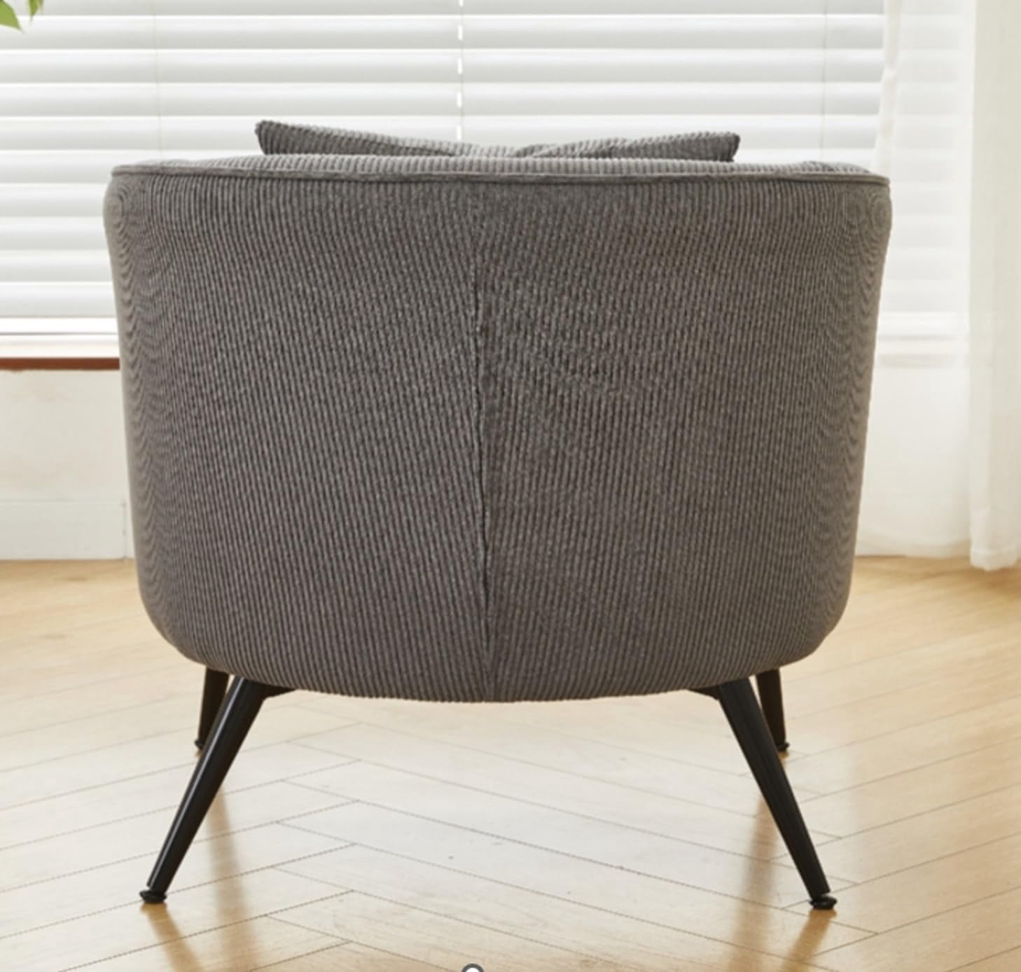 US Pride Furniture Modern Channel Corduroy Velvet Accent Chair with Black Metal Legs Luxurious Design and Comfortable Seating Ideal for Living Room Bedroom or Office Grey