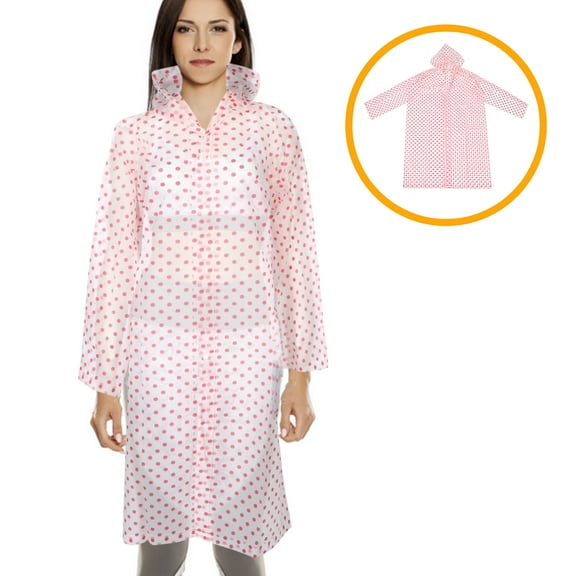 MLINS Portable EVA Rain Poncho with Hood for Adults Waterproof and Windproof One Size Fits Most Red