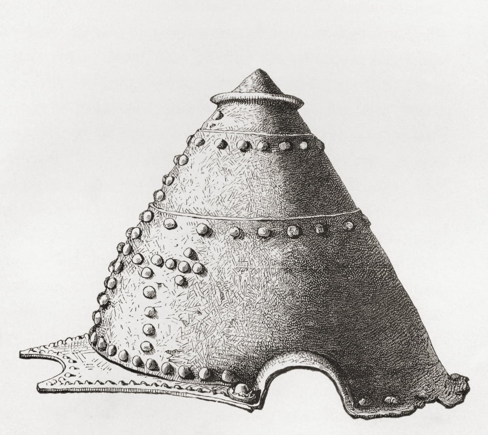 Anglo Saxon Helmet Dating From C900 AD During The Reign Of King Alfred The Great Found At Oxford England From The British Army Its Origins Progress And Equipment Published 1868 Canvas Art - Ken Welsh