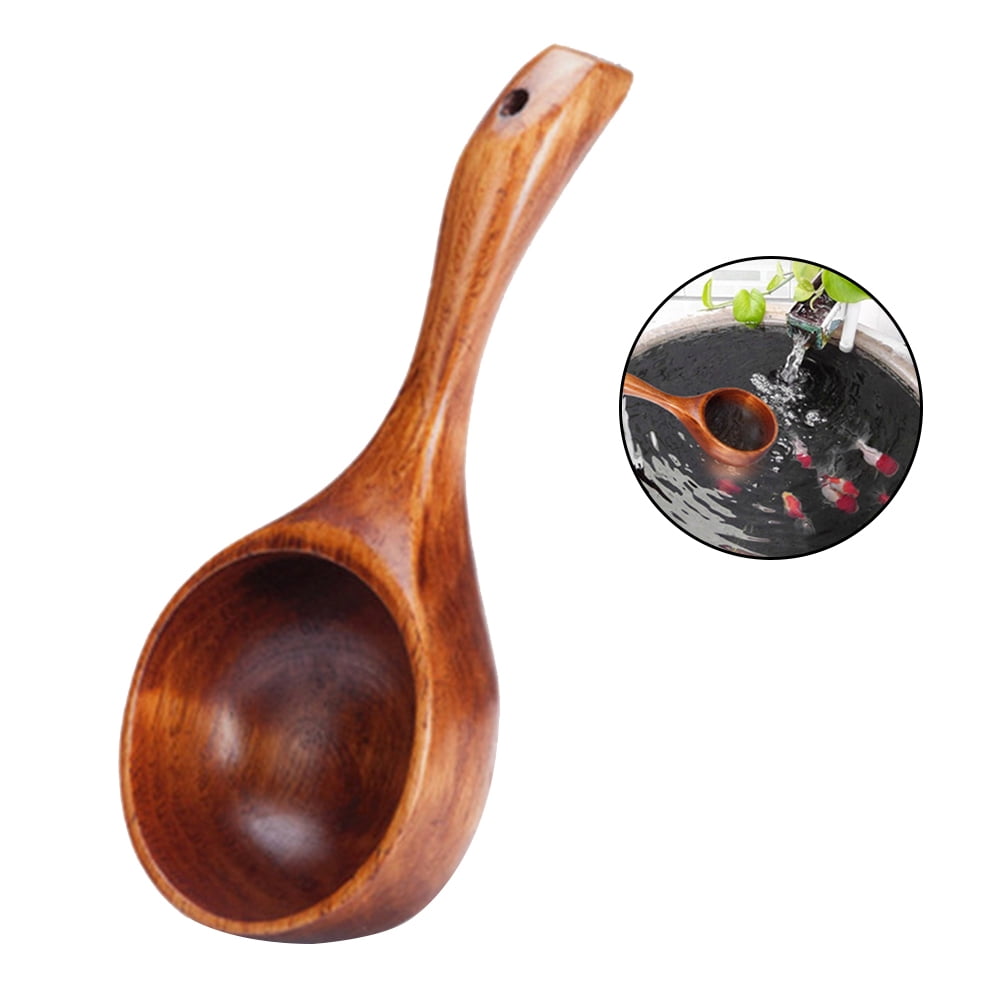 Wooden Large Soup Ladle with Hook Kitchenware Soup Spoon MyLifeUNIT Natural Wooden Spoon 