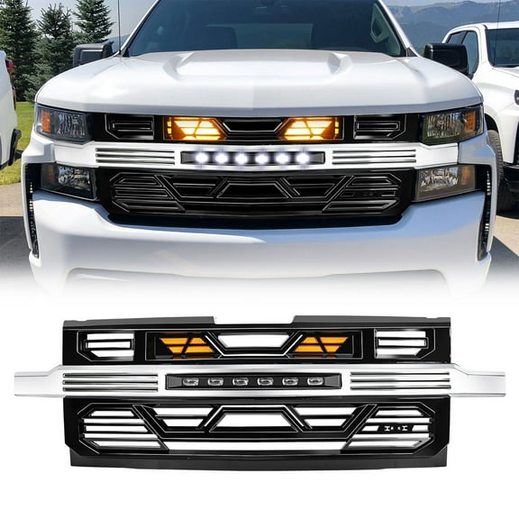 AMERICAN MODIFIED Armor Grille for 2019-2021 Chevy Silverado 1500, Chrome