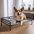 thumbnail image 6 of ZXNYH Metal Elevated Dog Bed, Cooling Raised Pet Cot with Chew Proof and Washable Textilene Mesh, No-Slip Feet and Stable Rustless Frame for Indoor & Outdoor, Medium, Brown, 6 of 8