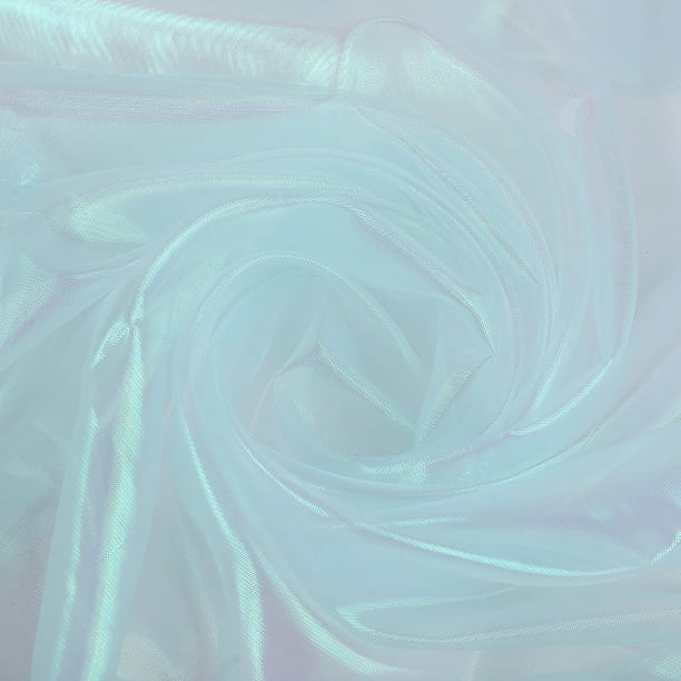 XmhyTop-A Tela de organza iridiscente holográfica arcoíris de 1 yarda, tela decorativa brillante con degradado transparente, 150 cm de ancho, para vestidos, fiestas y bodas, verde claro