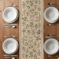 thumbnail image 4 of Table Runner 108 Inches Long for Kitchen Dining, Vintage Botanical Dresser Scarf Farmhouse, Dining Table Decorations for Wedding/Parties, Country Herbs Leaves Plants Flowers Brown 13 x 108 In, 4 of 8