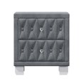 thumbnail image 4 of 20" Elegant Velvet Nightstand with 2 Drawers and Crystal Handle, Storage Bedside Table with Button-Tufted, End Table Side Table for Bedroom, Living Room, Grey, 4 of 9