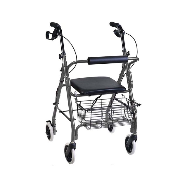 Andadera para Adulto Rollator con Asiento y Canastilla Vanlig Liberty Plata