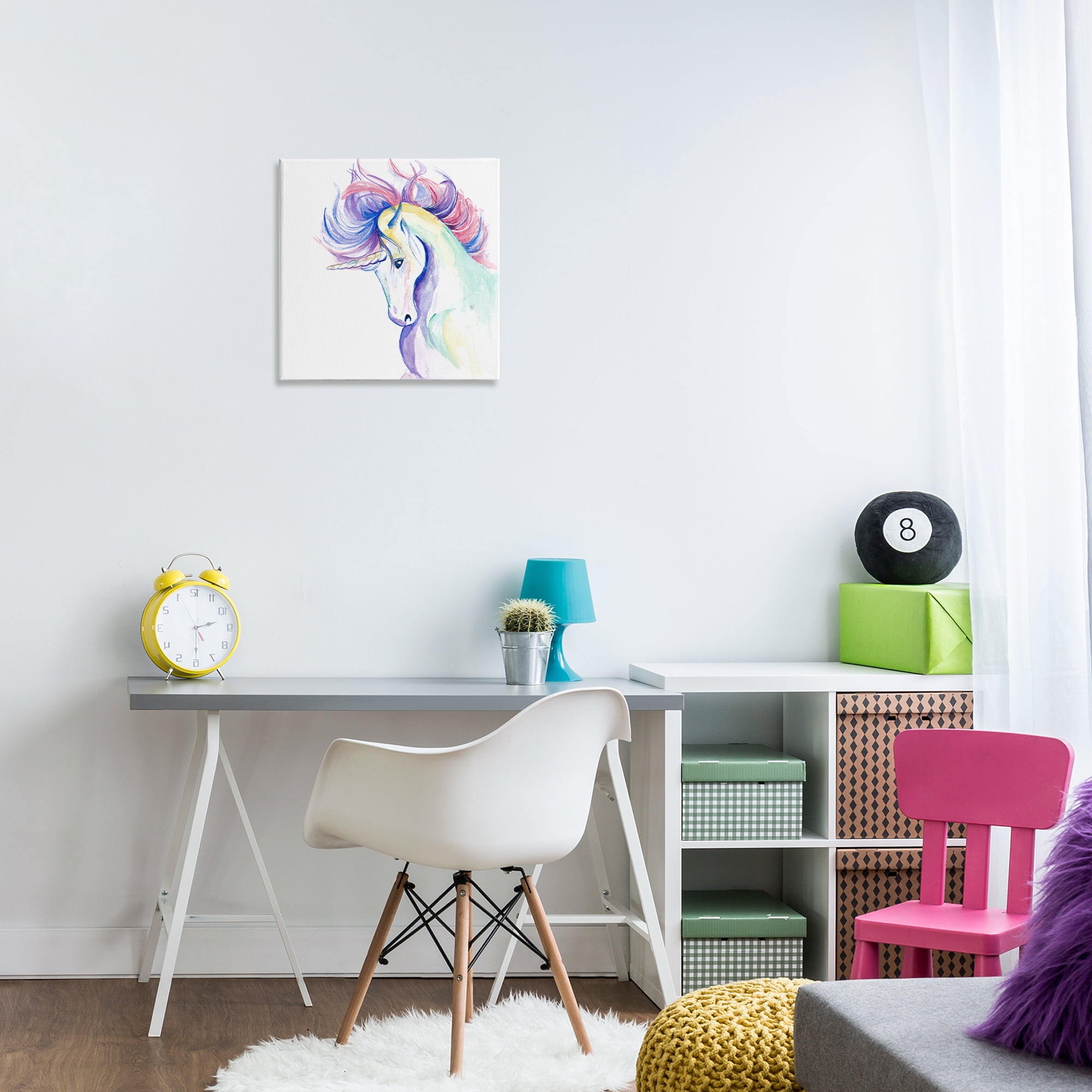 Stupell Industries Windblown Mane Unicorn Fantasy & Sci-Fi Painting Wrapped Canvas Art Print Wall Art, 17 x 17